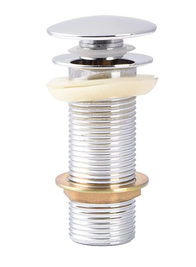 WISDOM Finish Pop-up Brass Basin Drainer/Waste Coupling Waste Bathroom Wash Basin/Vessel Sink 4 Inch Full Threaded Pop Up 32 MM Flush Valve Faucet (Vessel Installation Type) (Silver) - Image 2